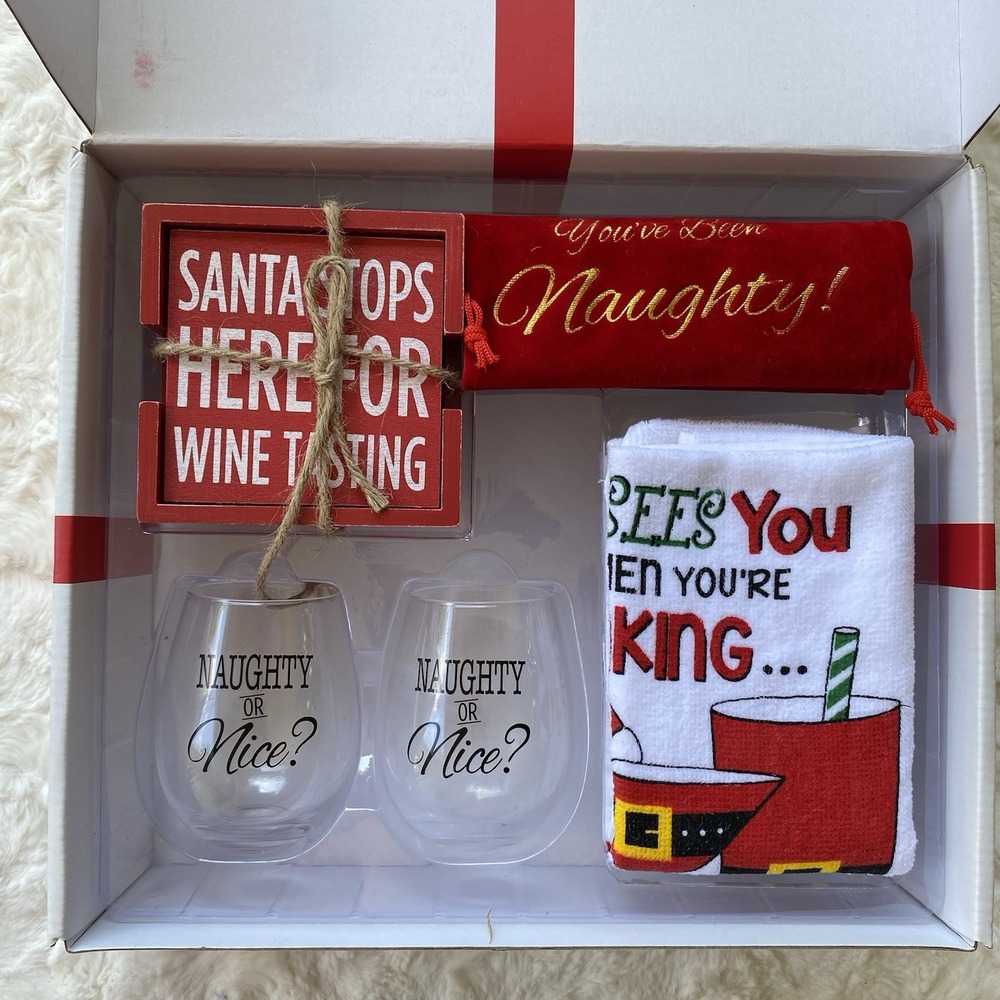 Joyland Christmas Survival Gift Set Novelty Wine 6-pc Box Set Holiday Fun & Game - Picture 4 of 8